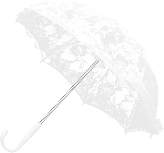 White Lace Parasol Umbrella Vintage Floral Embroidery Bridal, 1 PC