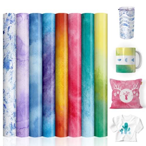 Transfer Sheets-Watercolor Sublimation Paper, Transfer Paper for Blank T-Shirts Cup Coasters Mug,8pcsSet, 12x12