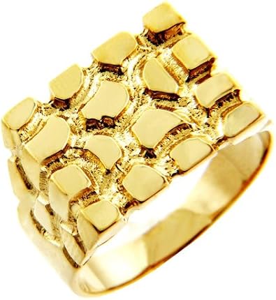 Solid 10K Yellow Gold Men's Nugget Ring The Armour