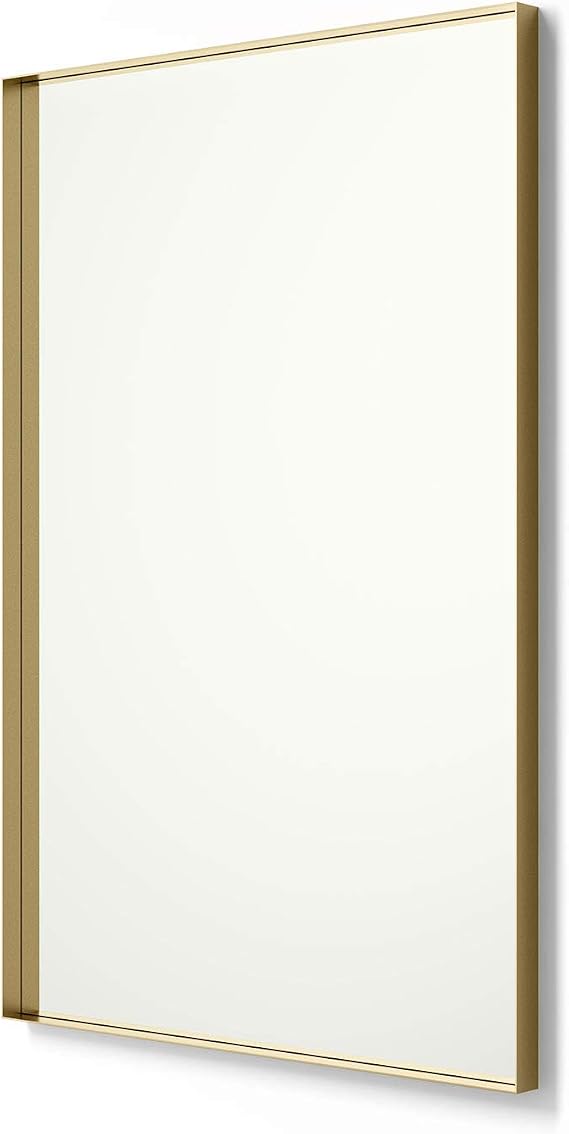 Better Bevel 20" x 30" Rectangle Framed Mirror | Bathroom Wall Mirror | Made in USA | Steel Frame, Gold Finish