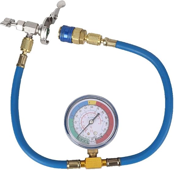 R134a Refrigerant Recharge Kit, Freon 134a Refrigerant For Cars, A/C R134A Refrigerant Charging Pipe Recharge Hose with Gauge Adapter Car Air Conditioning Repair Tool