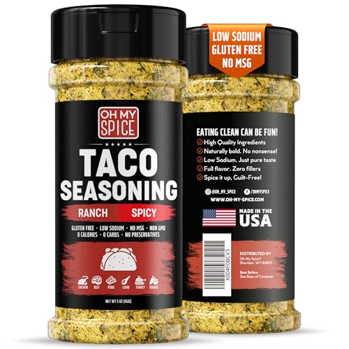 Taco Seasoning Mix Spicy Ranch Seasoning Powder - Gluten Free & Low Sodium Hot Mexican Seasonings Blend for Taco Tuesday Night. Hot Ranch Powder for Fajita & Burrito. Street Tacos Spices Topping. 5oz