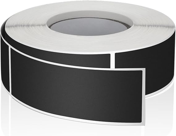 Black Rectangle Labels 3" x 1" Color Coding Stickers Roll 500 Pcs | Writable Waterproof Vinyl, Strong Adhesive, Removable, Peel & Stick, Name Tags, File Folders, Bottles, Office Classroom Home