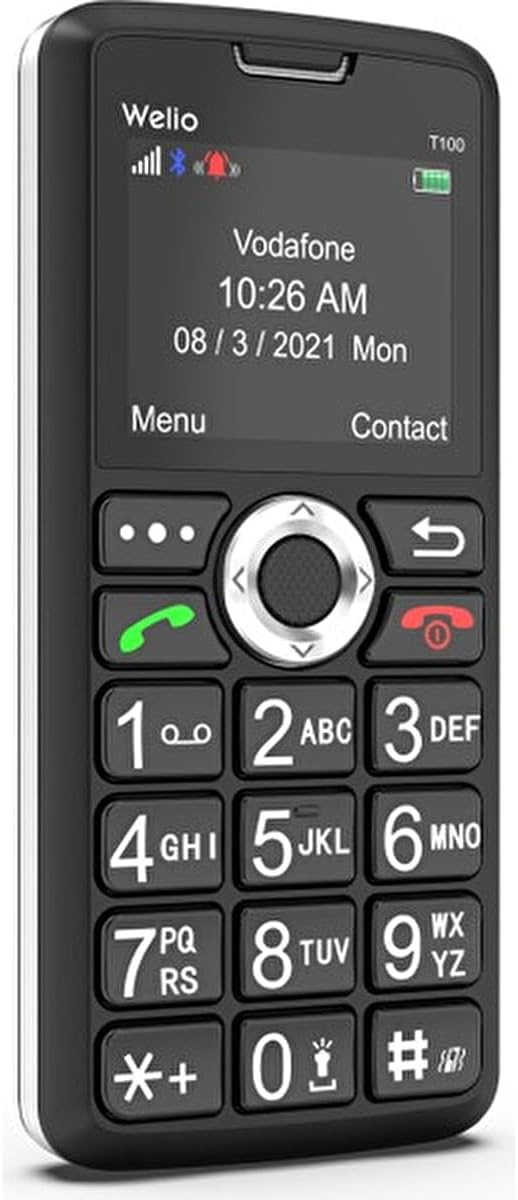 Welio WKey T100 Tuşlu Kamerasız Asker/Yaşlı Cep Telefonu (Siyah- Gri)