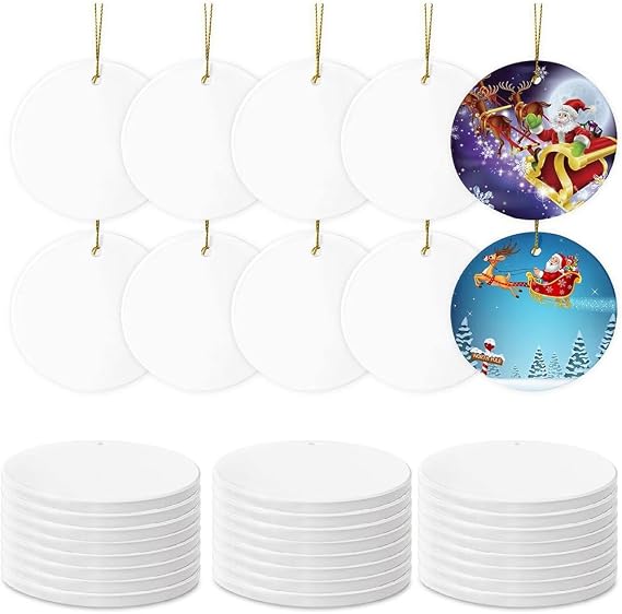 Personalized Custom Sublimation Ceramic with Photo Ornaments Sublimation Ornament Ceramic Discs Ornament for Ornament Personalized Xmas Tree