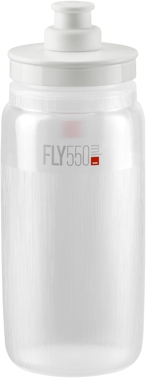 ELITE Fly Tex Cycling Water Bottle 550ml Clear Ultra-Lightweight, BPA-Free, Easy-Squeeze Sports Bottle for Road, MTB & Gravel