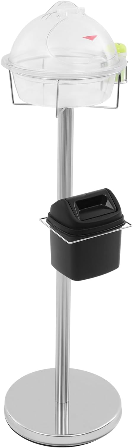 Sample Stand Metal Demo Stand, Food Sample Display Stands, Food Tasting Stand with Toothpick Box and Rubbish Bin for Supermarkets, Shopping Centers, Fruit Shops, Cake Shops (Silver)
