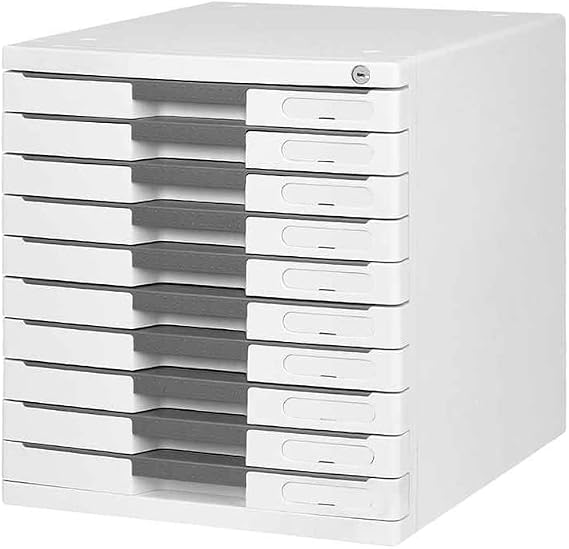 Vertical File Cabinet 10 Drawer Index Key Lock Function Flat Drawer Light (Gray)