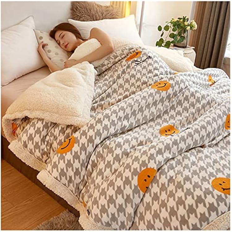 Winter Cashmere Fabric Quilt, Lamb Velvet Winter Quilt, Warm Cashmere Quilt, MoistureGas-Permeable, Thickened Warm Gift Quilt, Heavy Blankets, Single Double King,A,200x230cm