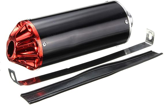 HERIS Aluminum Red 28mm Motorcycle Exhaust Muffler With Clamp For 50cc 70cc 90cc 110cc 125cc Chinese Pit Trail Dirt Bike Mini Motocross Motorcycle CRF50 XR50 KLX Coolster SSR Thumpstar Lifan