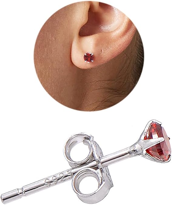 3.0 MM Cubic Zirconia Diamond Studs Sterling Silver Earrings