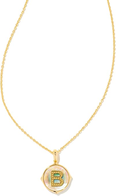 Kendra Scott 14k Gold-Plated Brass Letter A-Z Disc Reversible Pendant Necklace, Fashion Jewelry for Women