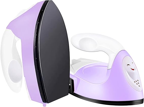 Mini Heat Press Small Iron Portable Heat Press Machine Mini Craft Iron with Charging Base Accessories for DIY T-Shirts, Shoes, Bag and Hats Heat Transfer Vinyl Projects (Light Purple)