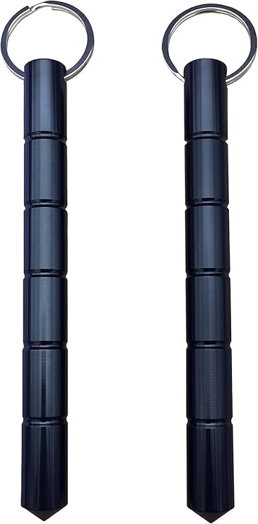 Keyring aluminum Blunt Force in Black, Self Defense Weapon for Women Ladies Girls (Standard 2-Pack)