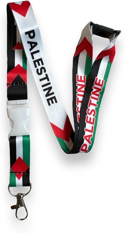 PAC Supplies Global Palestine Flag Lanyard with Badge Holder, Adjustable Strap for ID, Keys, and More, One Size, Black