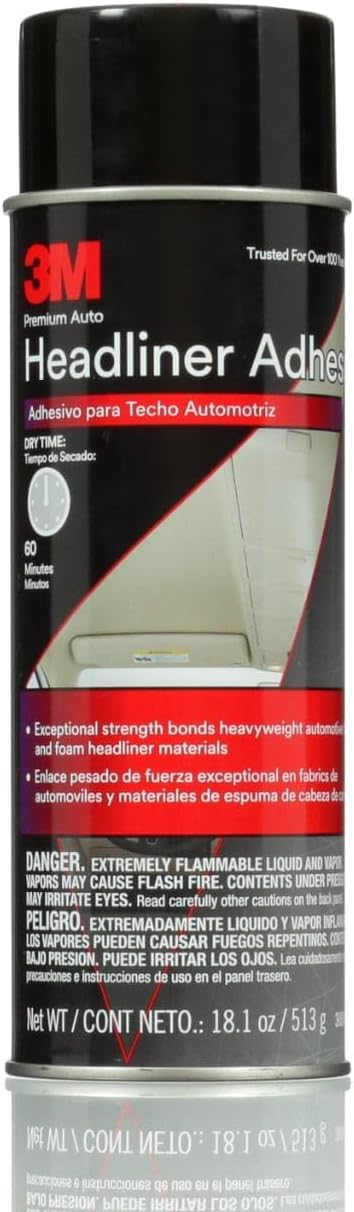 3M Headliner & Fabric Adhesive, 18.1 oz., | Exceptional Strength Bonds Heavyweight Automotive Fabrics to Metal Surfaces, For Headlines, Carpet, Foam & More (38808)