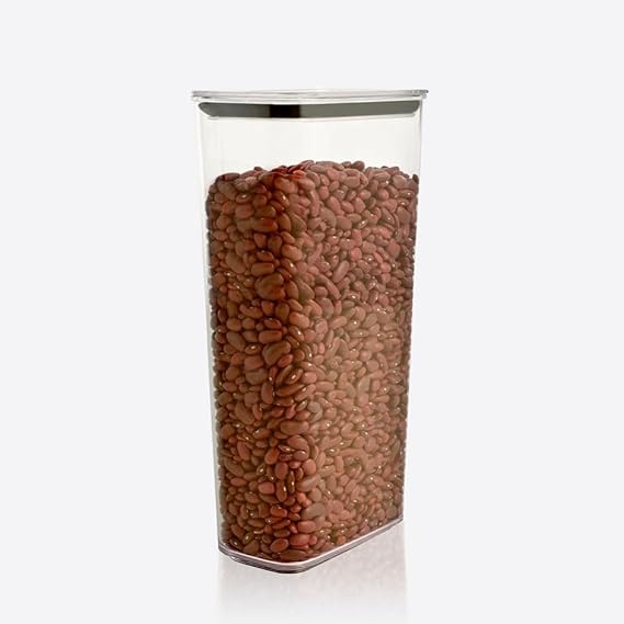 Orret Home Şeffaf Mika Sızdırmaz Vakumlu Erzak Kabı, Dikdörtgen, Bakliyat ve Kuruyemiş Saklama Kabı, Gıda Tazeliğini Koruyan Dayanıklı Mutfak Aksesuarı (2800 Ml)