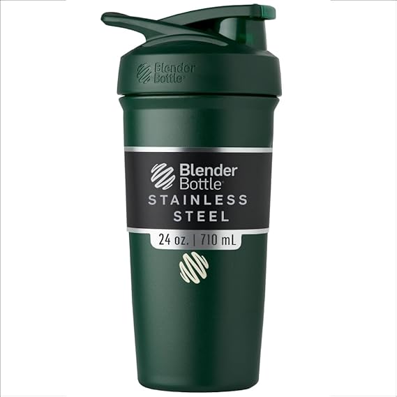 BlenderBottle Sport Flip Stainless Steel Shaker Bottle 24 oz Green