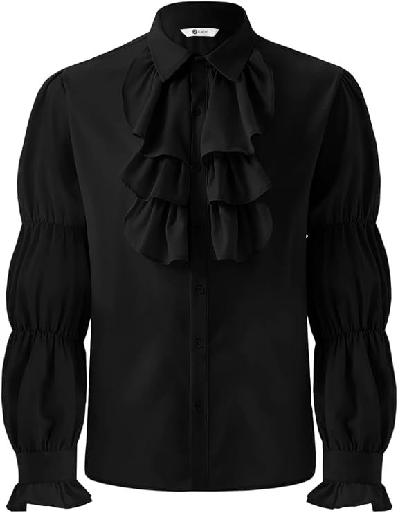 Runcati Mens Pirate Shirt Ruffle Victorian Renaissance Medieval Costume