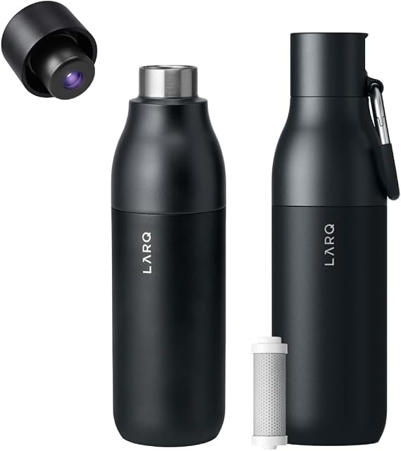 LARQ Clean AF Gift Set Bottle PureVis, Self-Cleaning Water Bottle 17oz + Filtered Insulated Water Bottle 17oz | Reusable Bottles, Travel Friendly, BPA free