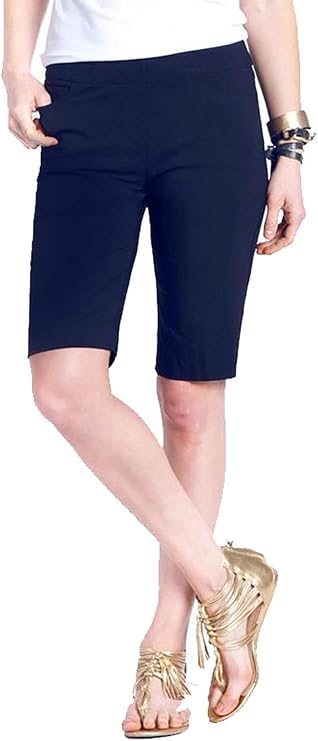 Slim-Sation Womens Wide Band Pull-on Solid Walking ShortShorts