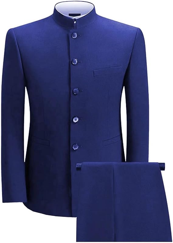 Chinese Suit Mandarin Collar Suit for Men Suits Slim Fit 2 Piece Traditional Chinese Men's Clothing