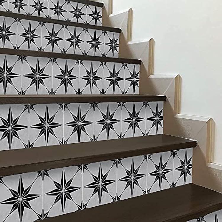 funlife Self-Adhesive Stair Stickers, Peel and Stick Stair Riser Stickers, Contact Paper for Home Decor, 6.1X36 7Pcs 10.68 sq.ft