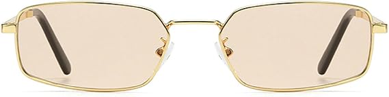 Retro Small Rectangle Metal Frame Women Sunglasses Fashion Blue Pink Lens Shades UV400 Men Punk Sun Glasses N45