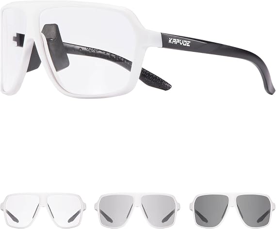 KAPVOE Photochromic Cycling Glasses for Men Women Sports Sunglasses MTB Biking Sunglasses UV Protection K64