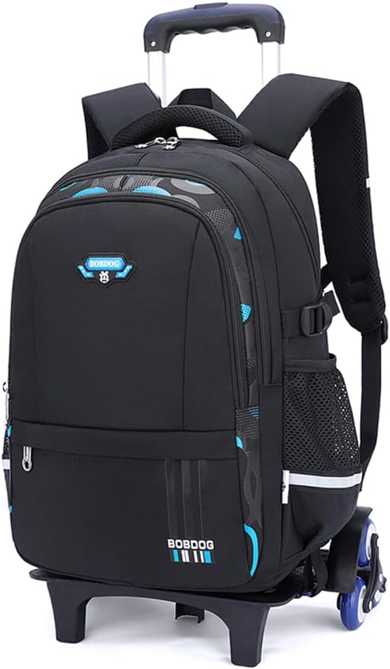 Boys Rolling Backpack Elementary Middle School Students Bookbag with Wheel Teens Trolley Removable Schoolbag