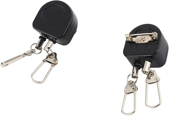 2PCS,Double Pull,Retractable ID Badge Reels,Metal Retractable Badge Holder Reel,Heavy Duty Key Holder,Retractable Keychain