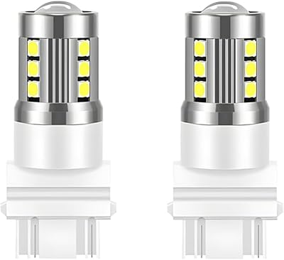 2PCS Car LED Turn Signal Bulbs, 3157 T25 Super Bright Vehicle Blinker Turn Signal Light for Front Rear, Automotive Brake Backup Reverse Lamp Replacement, Universal for Vehicles White