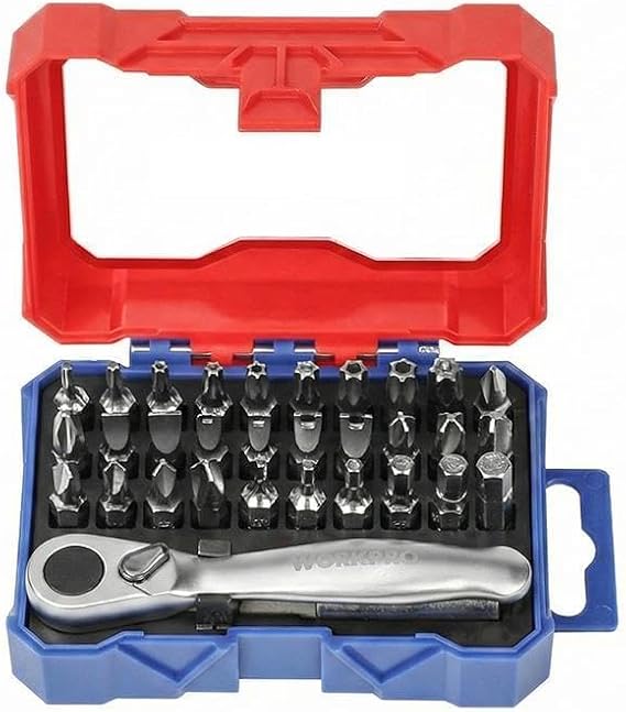 WORKPRO WP200534 32 Parça 1/4'’ Profesyonel Mini Cırcır Lokma Kollu Bits Vidalama Seti