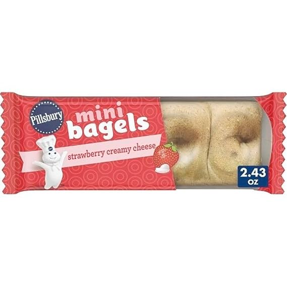 Pillsbury Mini Bagels, Strawberry Creamy Cheese, 2.43 Ounce - 72 per case.