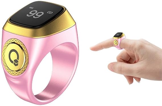 Smart Ring Counter, Smart Tasbih Zikr Ring, Muslim Islamic Prayer Smart Rings,Tasbih Counter Smart Ring, Digital Electronic Smart Tally Counter, Tasbeeh Smart Counter for Prayer (Pink, 20mm)