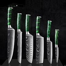 Kitchen Knife Sets, Damascus Laser Chef KnifeJapanese Knife Cooking Chef Knife Meat Slicing Knife Sashimi Twosun Knife Green Twig Cooking Tools (Color : 6pcs)