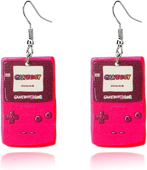 60s 70s 80s Retro Neon Earrings for Women Funny Creative Skating Shoes Disco Ball Earring Acrylic Hot Pink Drop Dangle Earring Retro Halloween Earrings Costume Accessories (Game)