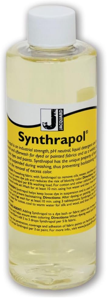 Jacquard Synthrapol Prewash and After Wash Liquid detergent for Dyed or Painted Fabrics, Industrial Strength, pH Neutral, 8 fl oz