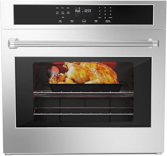 30 Inch Stainless Steel Built-in Convection Wall Oven - 4.8 Cu.Ft Single Electric Oven with Touch Control, 3800w for Baking, Broiling & Roasting, Featuring Child Safety Lock