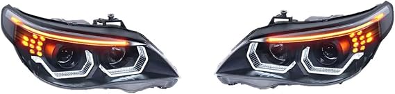 Compatible With BMW E60 Headlights 2003-2010 523i 530i Angel Eye LED Headlight DRL Hid Bi Auto Accessories2
