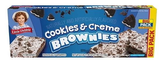 Little Debbie Big Pack Cookies & Creme Brownies 27.98 Ounce box, 12 brownies per box (3 Boxes)