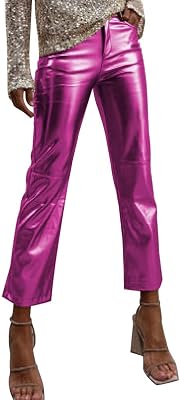 Shiny Metallic Womens Holographic Glitter Rave Dance Cropped Pants