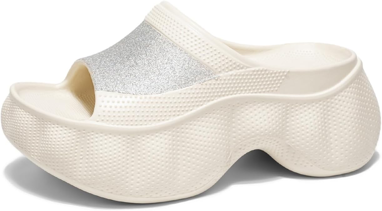Wedge Platform Slide Sandals for Women,Slippers for summer, Home Soft Non-Slip Bathroom Slides Sandals Casual Open Toe Beach Slippers for Indoor Outdoor