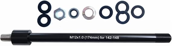 12MM Thru Axle Adapter for Bike Trailer Hitch 1.0 1.5 1.75 TP Compatible with 142-148 Hub Size Different Shalft Length for Choose