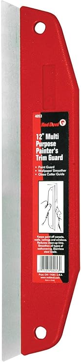 Red Devil 4053 Multi-Purpose Painter's Trim Guard, 12-Inch, Stainless Steel Edge, Ideal for Use as Paint Shield for Trim, Wallcovering Smoothing, Glass Cutting, and Scoring