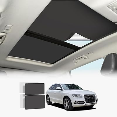 LAST CALL Foldable Sunroof Sun Shade Compatible for Audi Q5 Accesories, Adsorption Insulation Roof Sunshade for Q5 Accessories Heat and UV Reflective Sunroof Shade Black