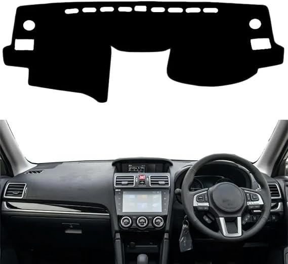 Car Dashboard Cover Anti-Scratch Dash Cover Interior Dash Covers - for Subaru Impreza XV WRX 2012-2016 for Forester SJ 2014-2018, Black(Black Edge), Right Hand Drive