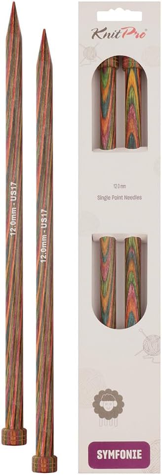 KnitPro KP20227 35 cm x 12 mm Symfonie Single Pointed Needles, Multi-Color