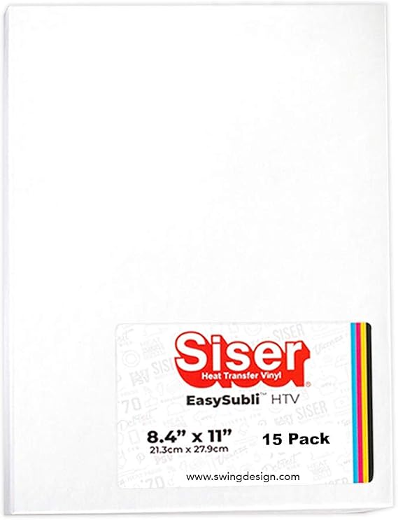 Siser EasySubli Sublimation Heat Transfer Vinyl 8.4" x 11" - 15 Pack
