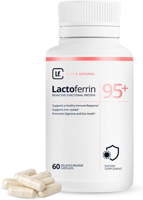 Supplement 300mg 95%+ Pure Bovine Capsules Delayed Release for Immune Support, Gut Health & Iron Metabolism 60 Count